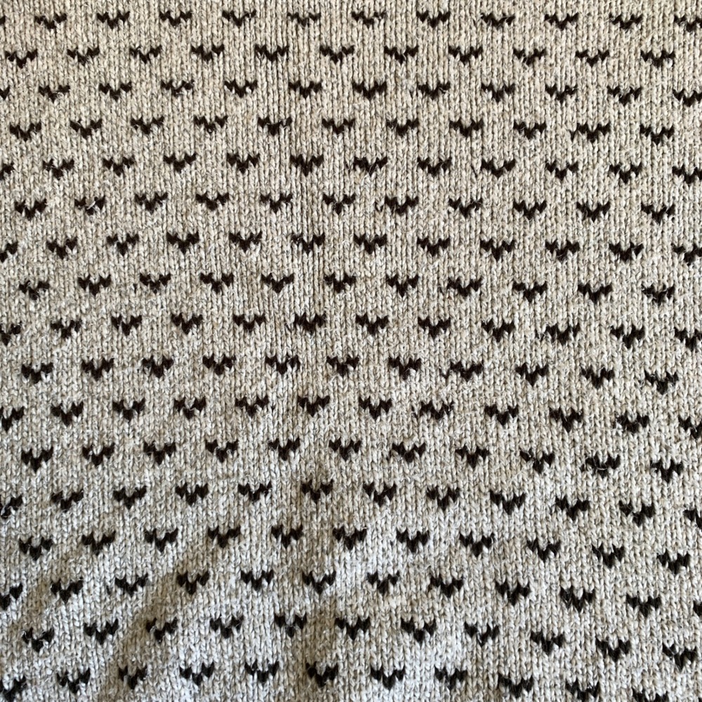 Vintage‎ Eddie Bauer Mens Cotton Birds Eye Knit Crewneck Sweater Cream Brown M - Picture 3 of 9
